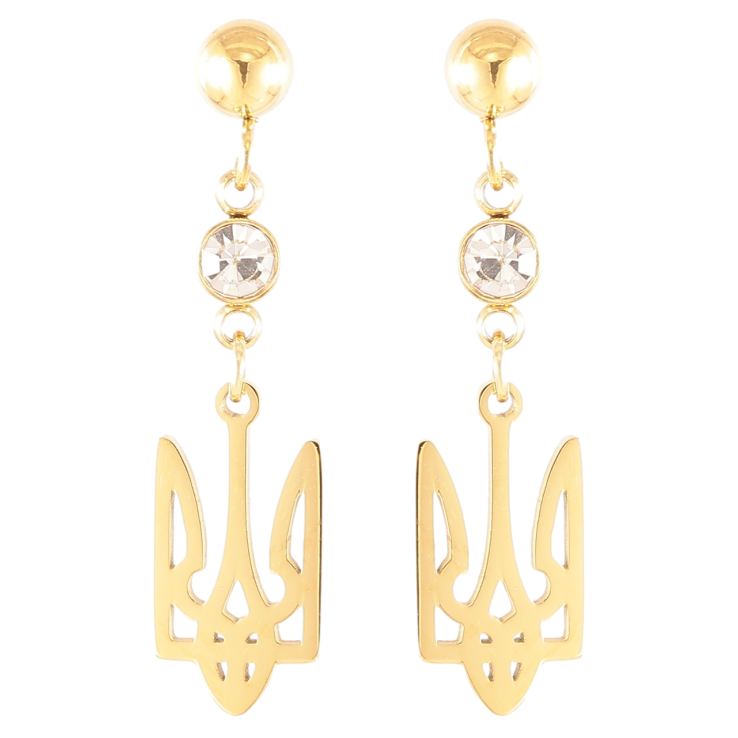 Сережки Xuping TTM Stainless Steel колір 14К пусети «Герб України» фото №8