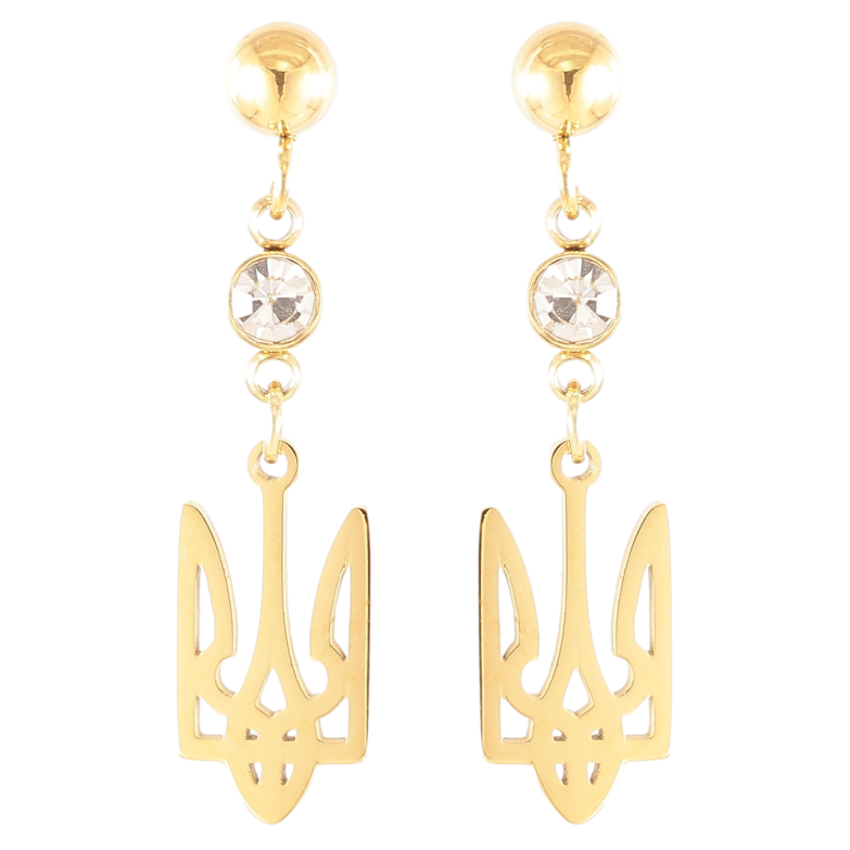 Серьги Xuping TTM Stainless Steel цвет 14К пусеты Герб Украины фото №1