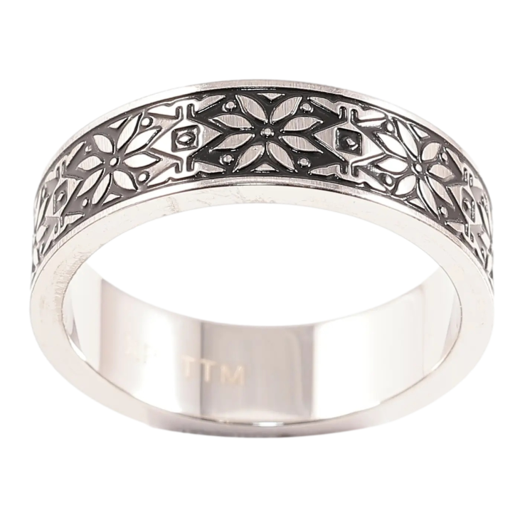 Каблучка Xuping TTM Stainless Steel колір Родій Вишиванка, шир. 5мм фото №3 Каблучка Xuping TTM Stainless Steel колір Родій Вишиванка, шир. 5мм фото №3