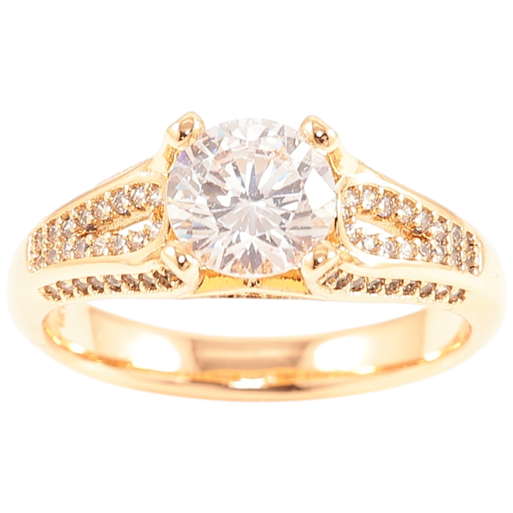 Каблучка Xuping Позолота 18K «Фіаніт в оправі з цирконієм» фото №9 Каблучка Xuping Позолота 18K «Фіаніт в оправі з цирконієм» фото №9