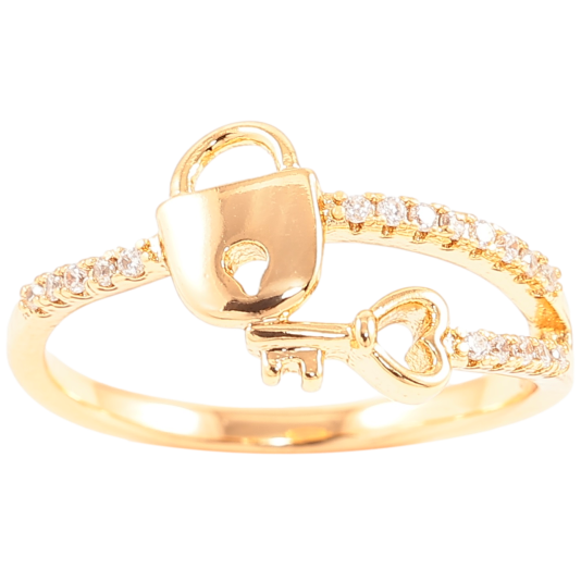 Кольцо Xuping Позолота 18K Замочек с ключиком фото №1