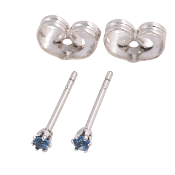 Серьги Xuping Родий пусеты Синие фианиты в 6-ти крапановой оправе ø 2мм фото №21