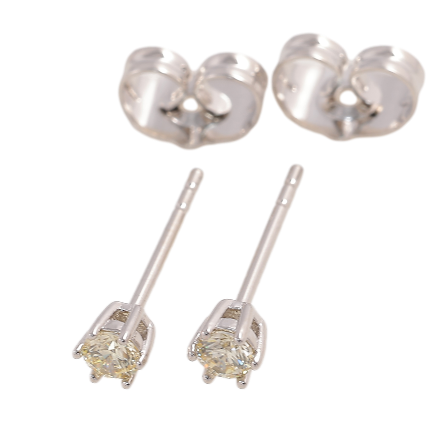 Серьги Xuping Родий пусеты Лимонные фианиты в 6-ти крапановой оправе ø 3мм фото №1