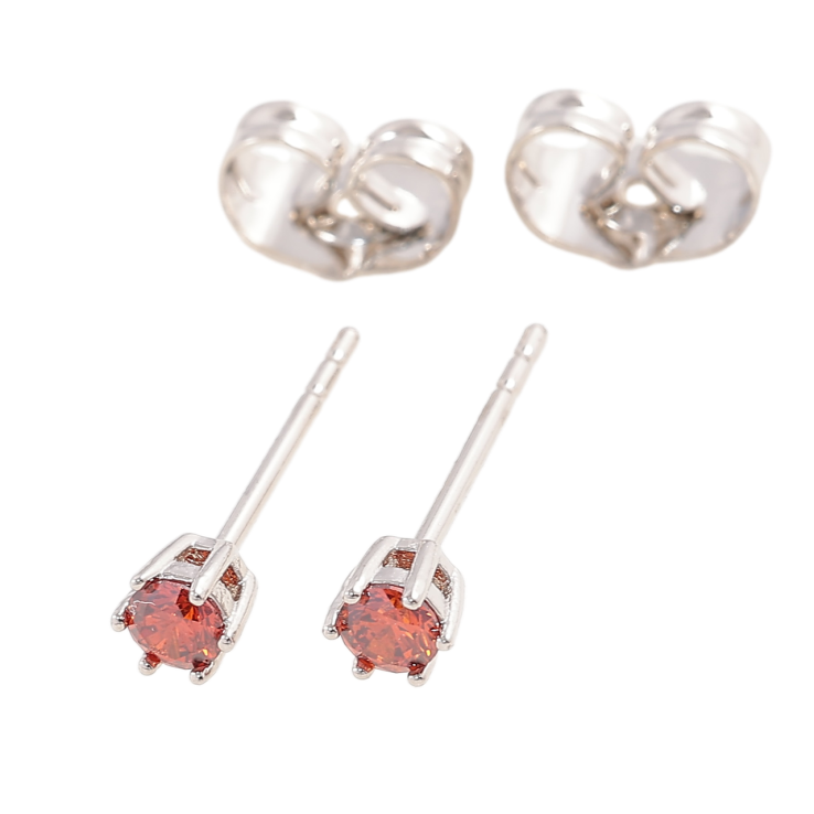 Серьги Xuping Родий пусеты Красные фианиты в 6-ти крапановой оправе ø 3мм фото №4