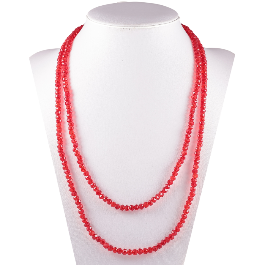 Намисто на гумці скло «Нитка червоних намистин» довжина 1м х 4мм фото №1