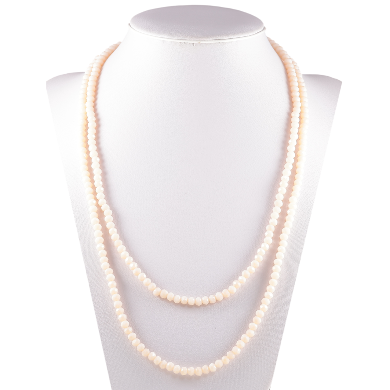 Намисто на гумці скло «Нитка кремових намистин» довжина 1м х 4мм фото №2 Намисто на гумці скло «Нитка кремових намистин» довжина 1м х 4мм фото №2