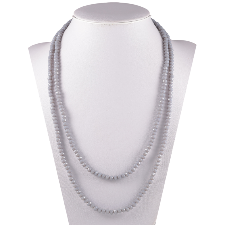 Намисто на гумці скло «Нитка сірих намистин» довжина 1м х 4мм фото №2