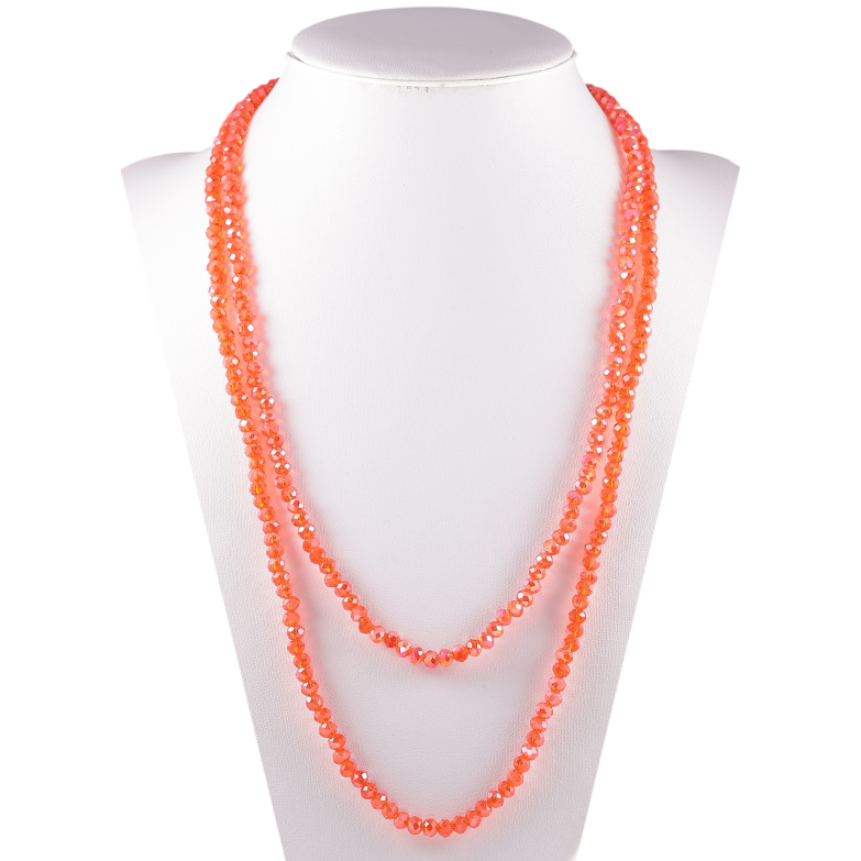 Ожерелье на резинке стекло Нить коралловых бусин длина 1м х 4мм фото №1 Ожерелье на резинке стекло Нить коралловых бусин длина 1м х 4мм фото №1