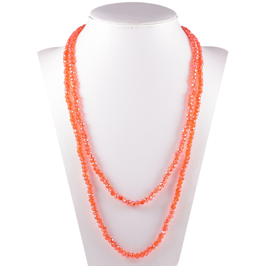 Намисто на гумці скло «Нитка коралових намистин» довжина 1м х 4мм фото №1 Намисто на гумці скло «Нитка коралових намистин» довжина 1м х 4мм фото №1