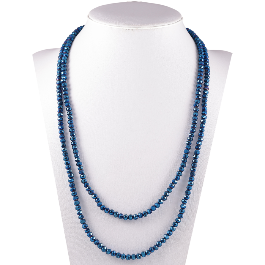 Намисто на гумці скло «Нитка синіх намистин» довжина 1м х 4мм фото №1