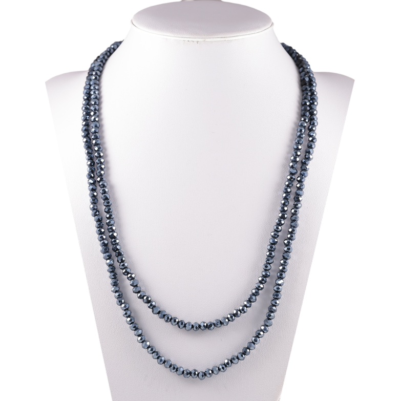 Намисто на гумці скло «Нитка графітових намистин» довжина 1м х 4мм фото №2