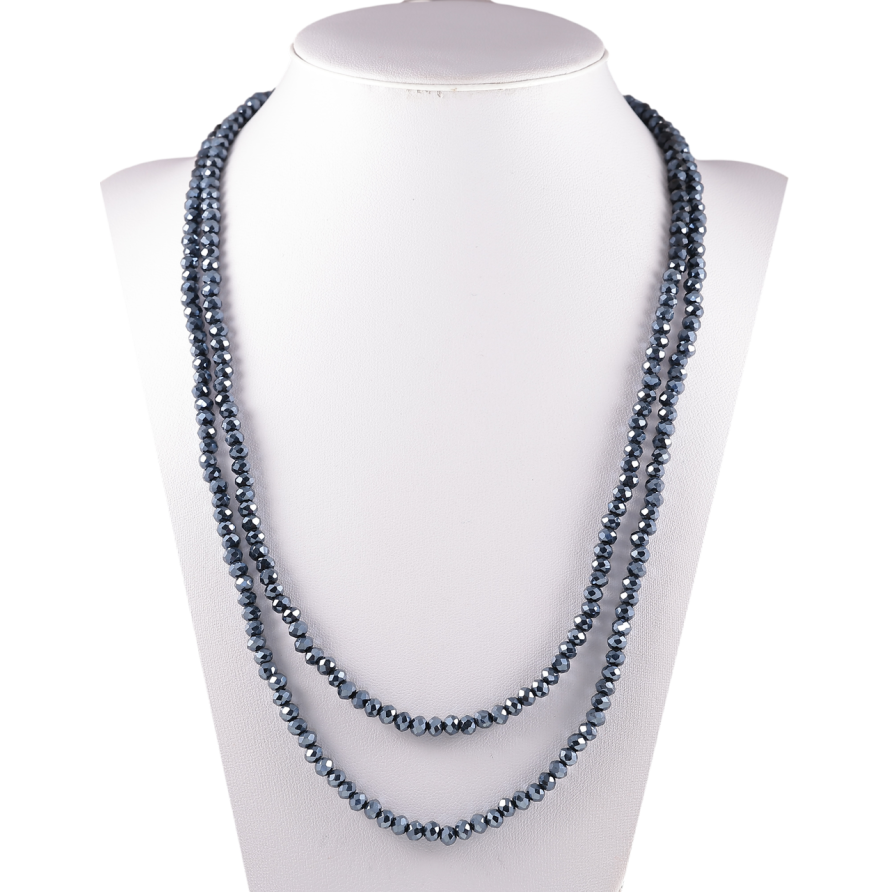 Ожерелье на резинке стекло Нить графитовых бусин длина 1м х 4мм фото №1