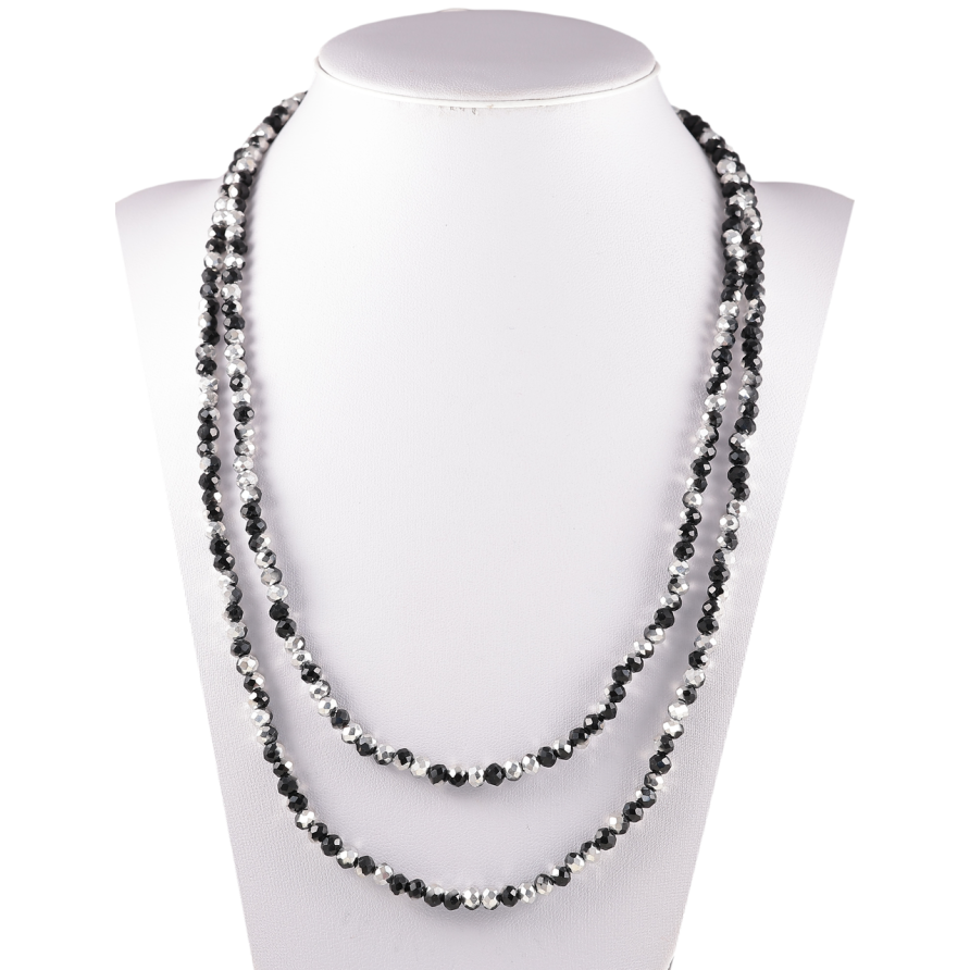 Намисто на гумці скло «Нитка чорно-білих намистин» довжина 1м х 4мм фото №1 Намисто на гумці скло «Нитка чорно-білих намистин» довжина 1м х 4мм фото №1