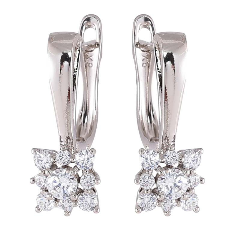 Сережки Xuping Родій англійський замок «Кришталеві квіточки» фото №1 Сережки Xuping Родій англійський замок «Кришталеві квіточки» фото №1