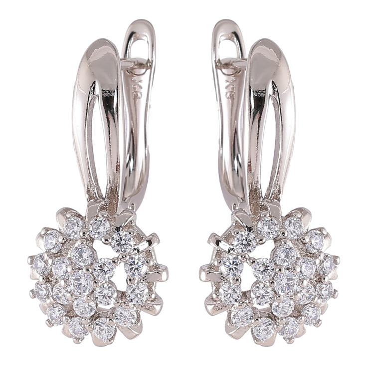 Серьги Xuping Родий английский замок Узор с инкрустацией цирконием фото №3