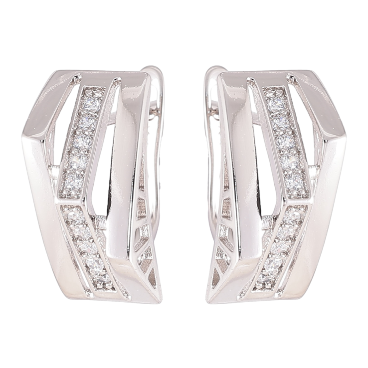 Серьги Xuping Родий английский замок Узор с цирконием фото №2