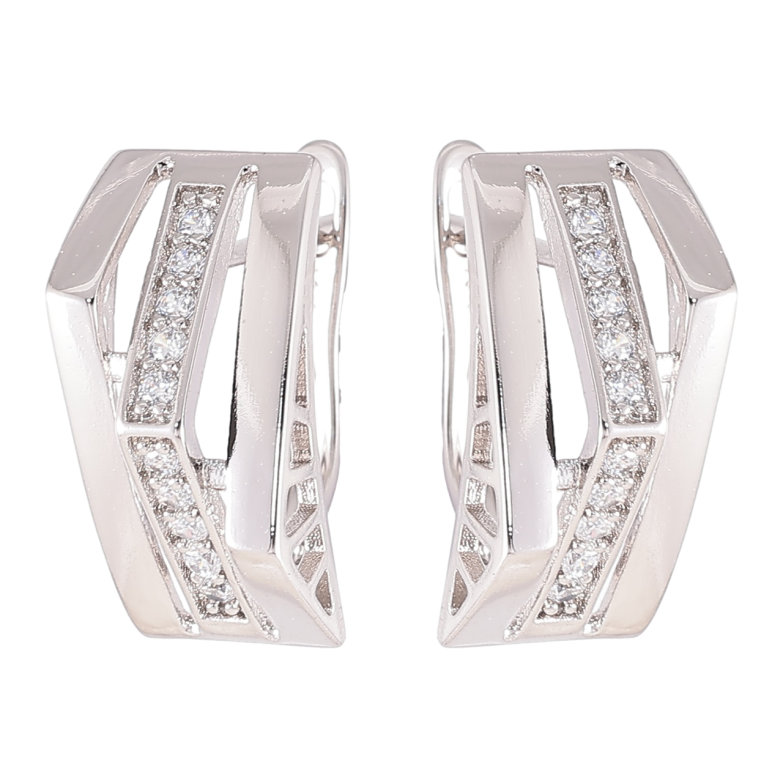 Серьги Xuping Родий английский замок Узор с цирконием фото №2