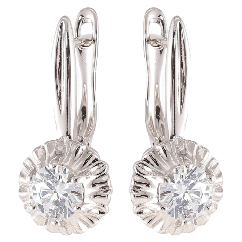 Сережки Xuping Родій англійський замок «Декоративні квіточки з фіанітами» фото №1 Сережки Xuping Родій англійський замок «Декоративні квіточки з фіанітами» фото №1