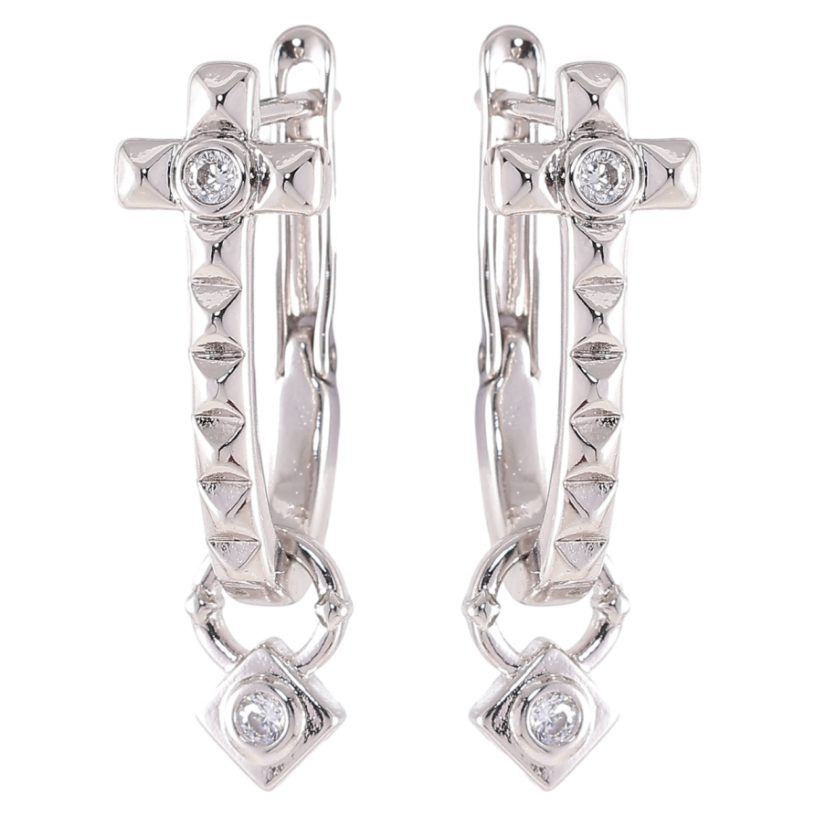 Серьги Xuping Родий английский замок Декоративные крестики с подвесками 2 в 1 фото №1
