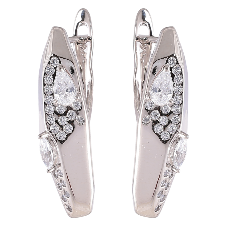 Серьги Xuping Родий английский замок Узор с цирконием фото №23 Серьги Xuping Родий английский замок Узор с цирконием фото №23