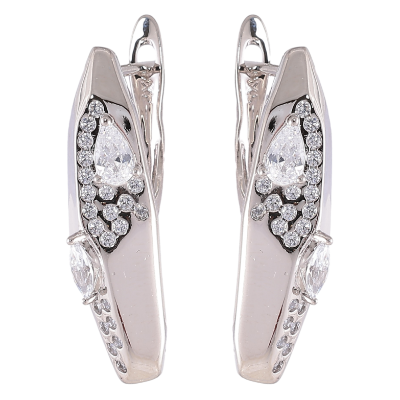 Сережки Xuping Родій англійський замок «Візерунок з цирконієм» фото №1 Сережки Xuping Родій англійський замок «Візерунок з цирконієм» фото №1