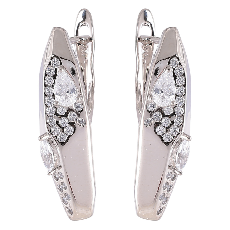 Сережки Xuping Родій англійський замок «Візерунок з цирконієм» фото №1 Сережки Xuping Родій англійський замок «Візерунок з цирконієм» фото №1