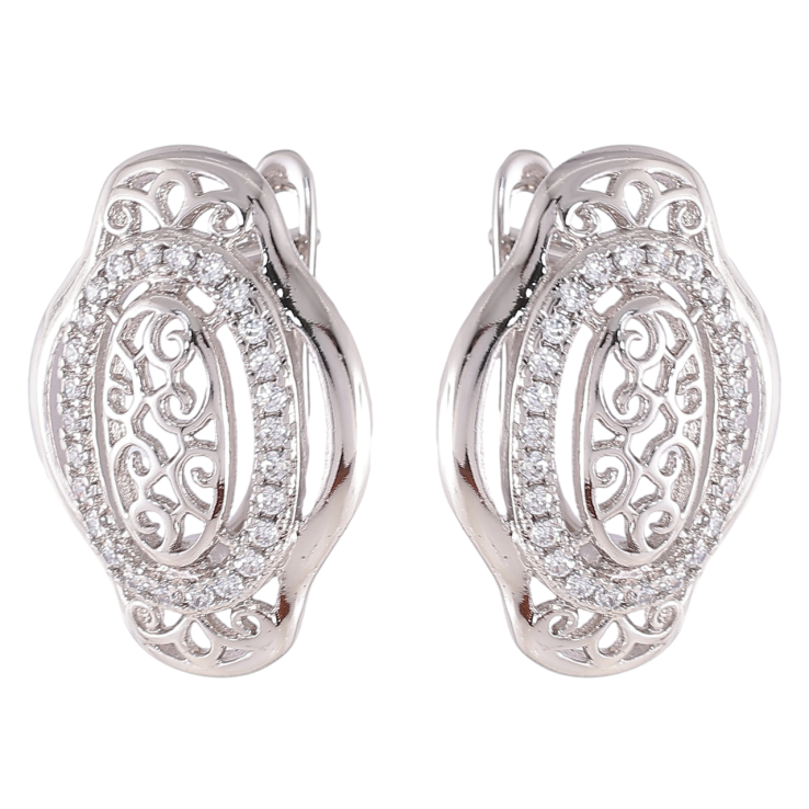 Серьги Xuping Родий английский замок Резной узор с цирконием фото №8 Серьги Xuping Родий английский замок Резной узор с цирконием фото №8