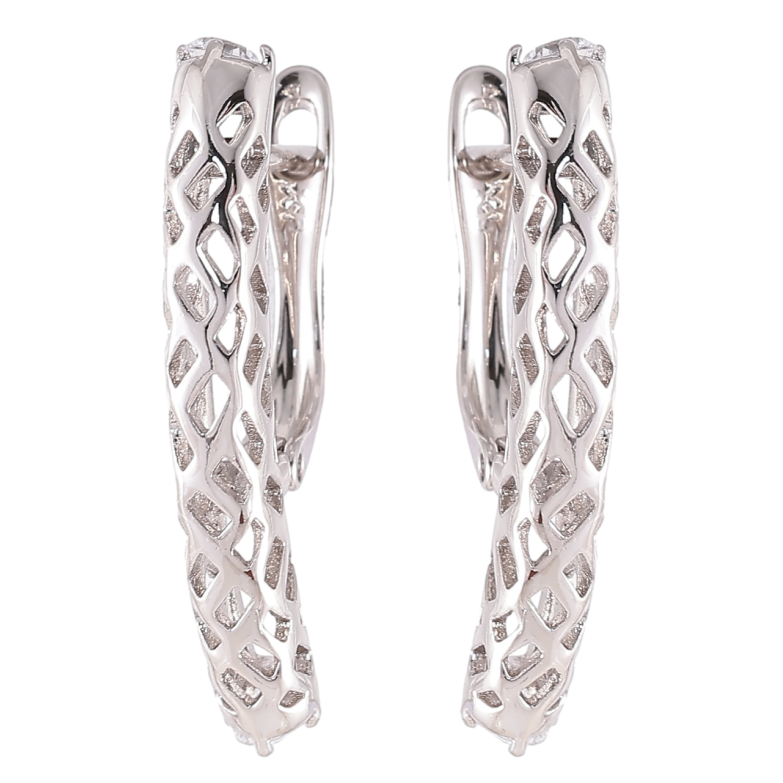 Сережки Xuping Родій англійський замок «Різьблений візерунок» фото №1 Сережки Xuping Родій англійський замок «Різьблений візерунок» фото №1