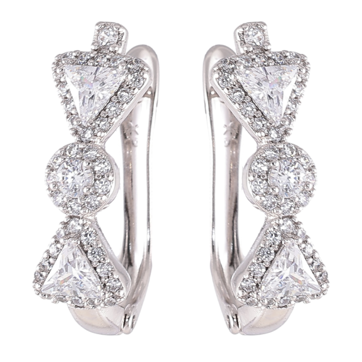 Серьги Xuping Родий английский замок Кристальный узор фото №11 Серьги Xuping Родий английский замок Кристальный узор фото №11