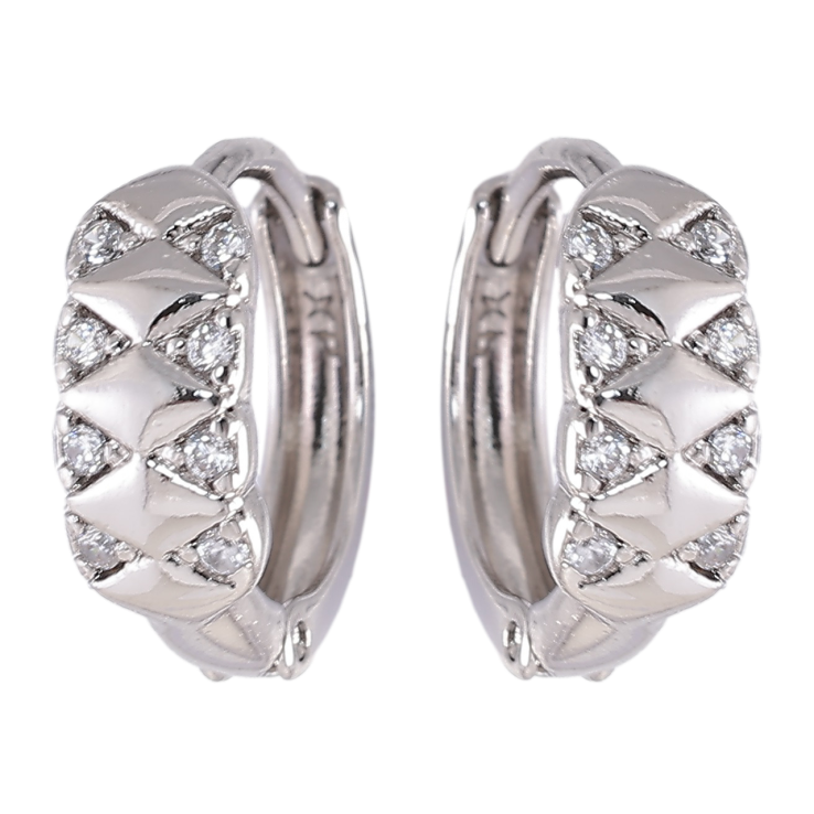 Серьги Xuping Родий колечки Узор цирконием фото №7