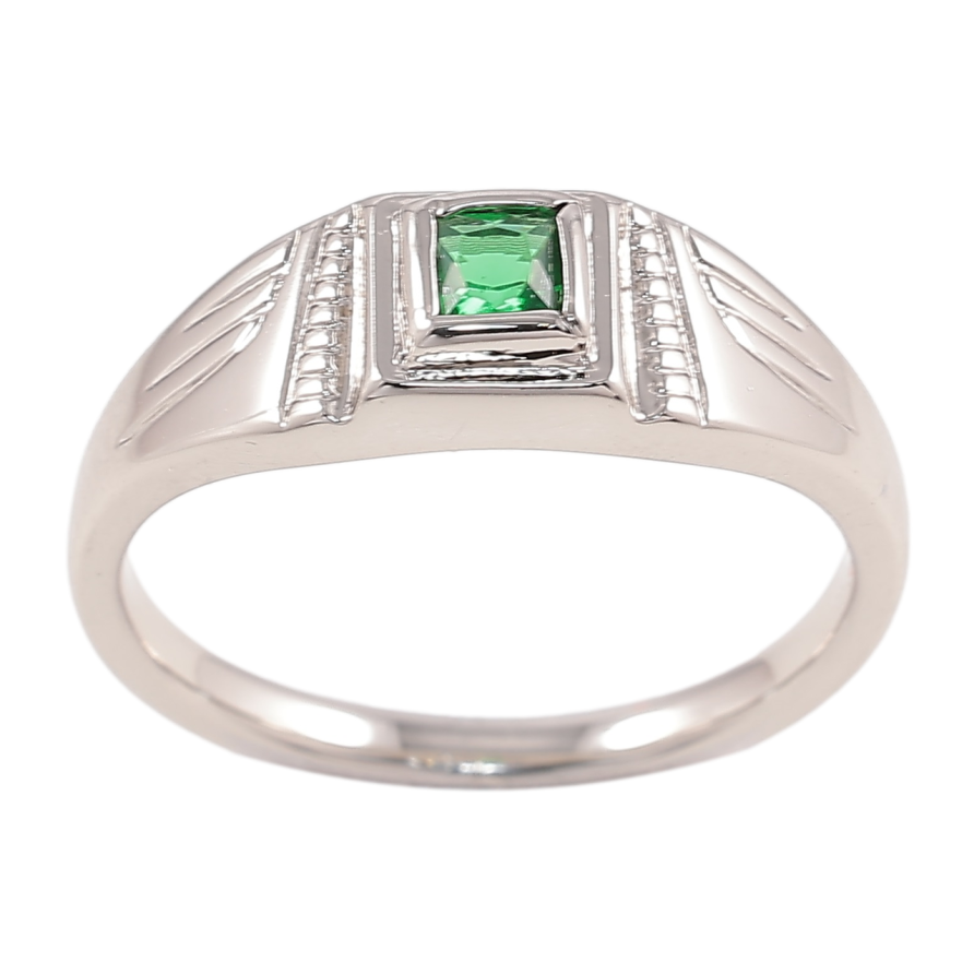 Кольцо Xuping Родий Вставка зеленый фианит фото №1 Кольцо Xuping Родий Вставка зеленый фианит фото №1
