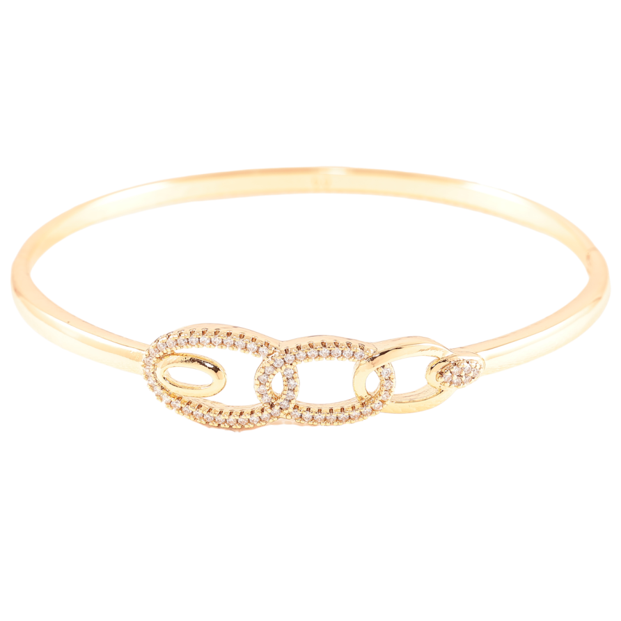 Браслет Xuping Позолота 18K Узор овалы с цирконием ø 6см фото №1 Браслет Xuping Позолота 18K Узор овалы с цирконием ø 6см фото №1