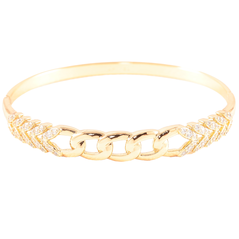 Браслет Xuping Позолота 18K «Візерунок ланцюжок з інкрустацією цирконієм» ø 6см фото №1