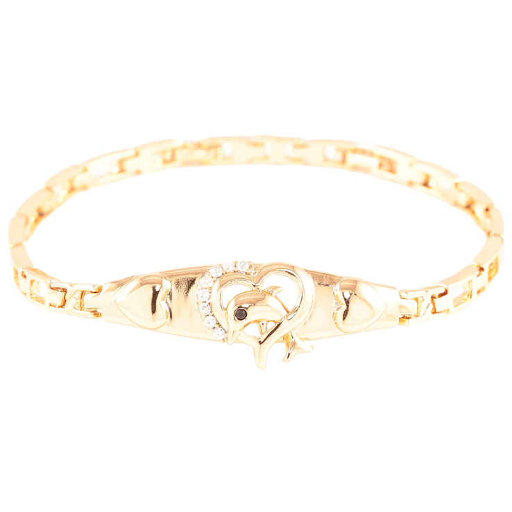 Браслет Xuping Позолота 18K Дельфин в сердечке длинна с доп.замком 17,19см х 4мм фото №3
