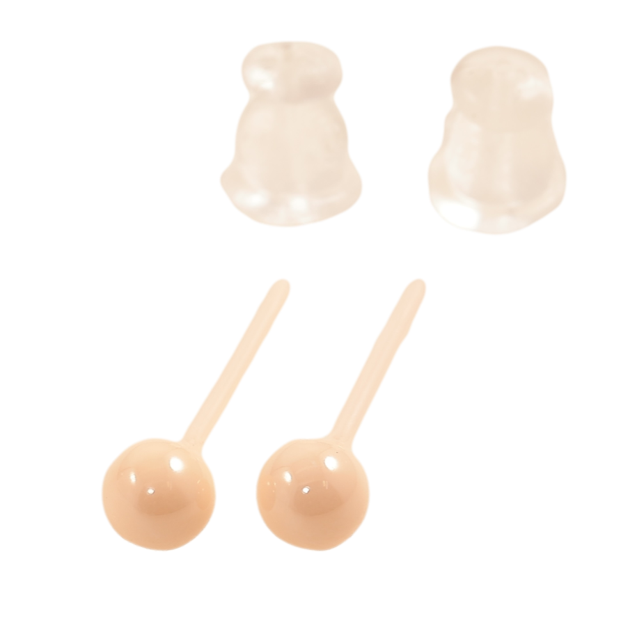 Сережки Xuping TTM Stainless Steel кераміка пусети «Бежеві кульки» ø 3.8мм фото №1