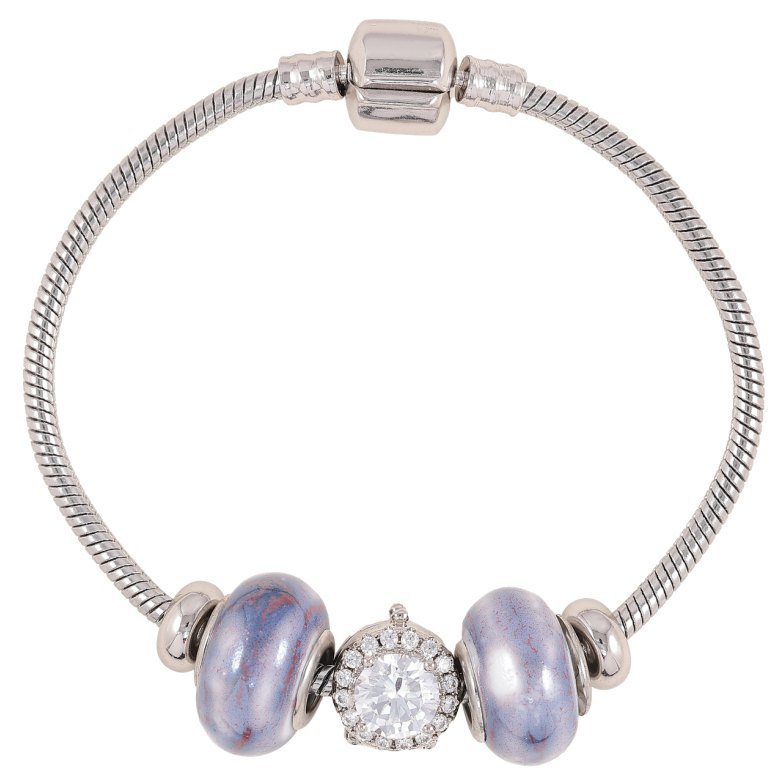 Браслет Xuping Родий В стиле Pandora Ювелирный шнур с бусинами длина 18см х 3мм фото №2