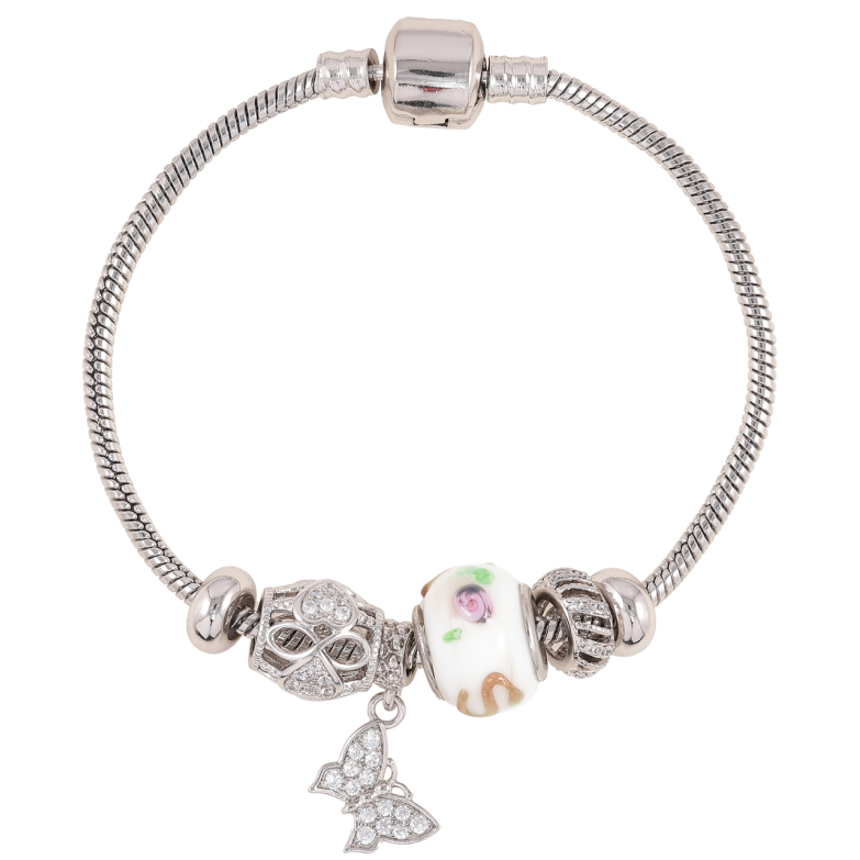 Браслет Xuping Родий В стиле Pandora Ювелирный шнур с бусинами длина 18см х 3мм фото №3