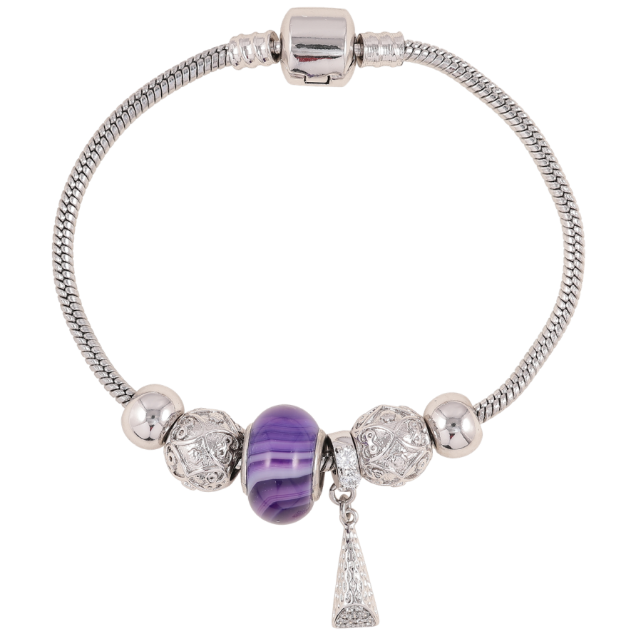 Браслет Xuping Родій У стилі Pandora Ювелірний шнур з намистинами довжина 18см х 3мм фото №1