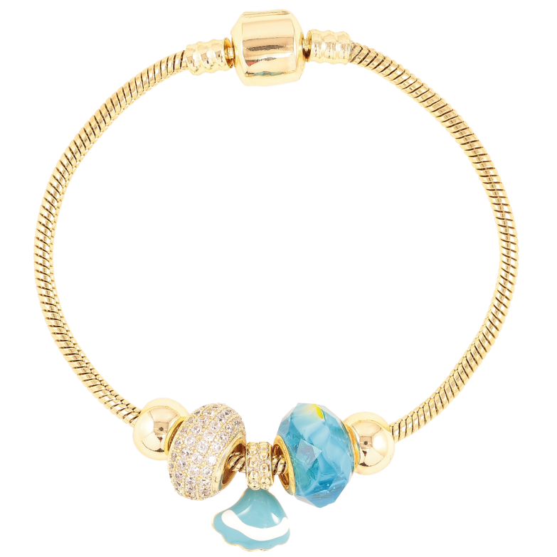 Браслет Xuping Позолота 14K У стилі Pandora Ювелірний шнур з намистинами довжина 18см х 3мм фото №1