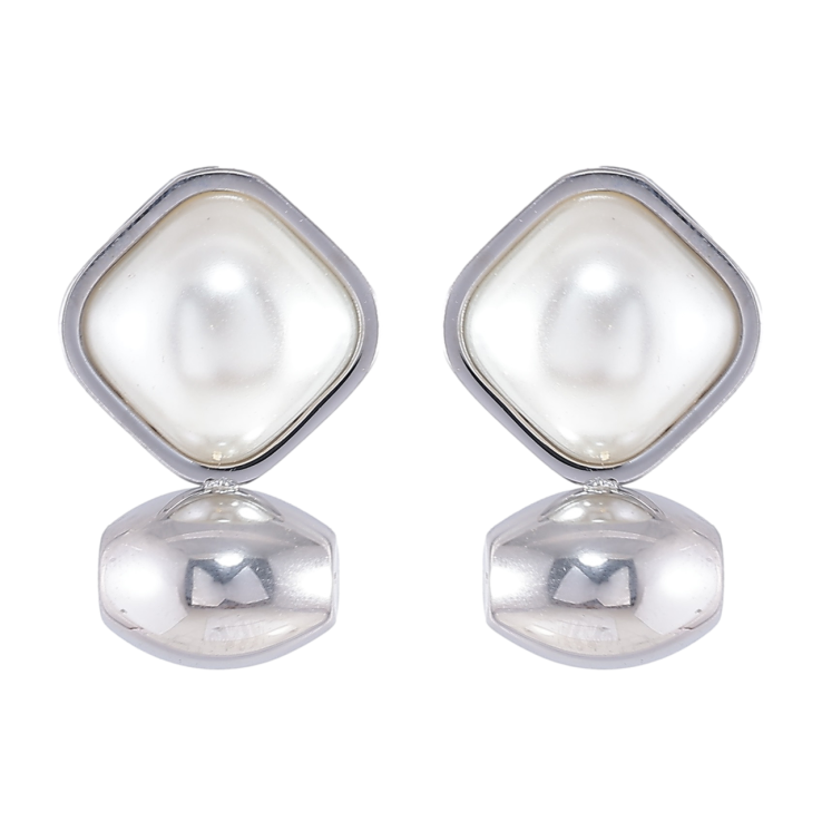 Серьги Xuping TTM Stainless Steel цвет Родий пусеты Фигурные с жемчужными вставками фото №11