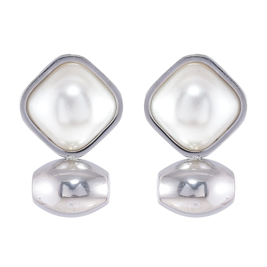 Серьги Xuping TTM Stainless Steel цвет Родий пусеты Фигурные с жемчужными вставками фото №1