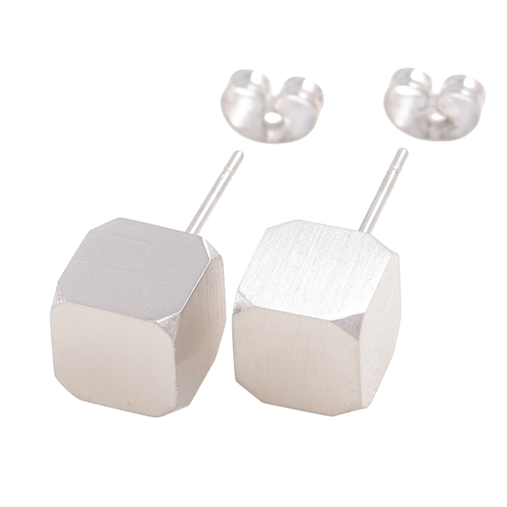 Серьги Xuping TTM Stainless Steel цвет Родий пусеты Кубики 8х8мм фото №21