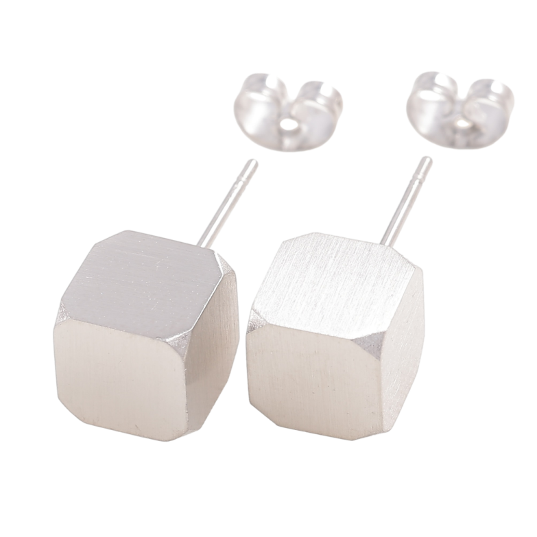 Серьги Xuping TTM Stainless Steel цвет Родий пусеты Кубики 8х8мм фото №3