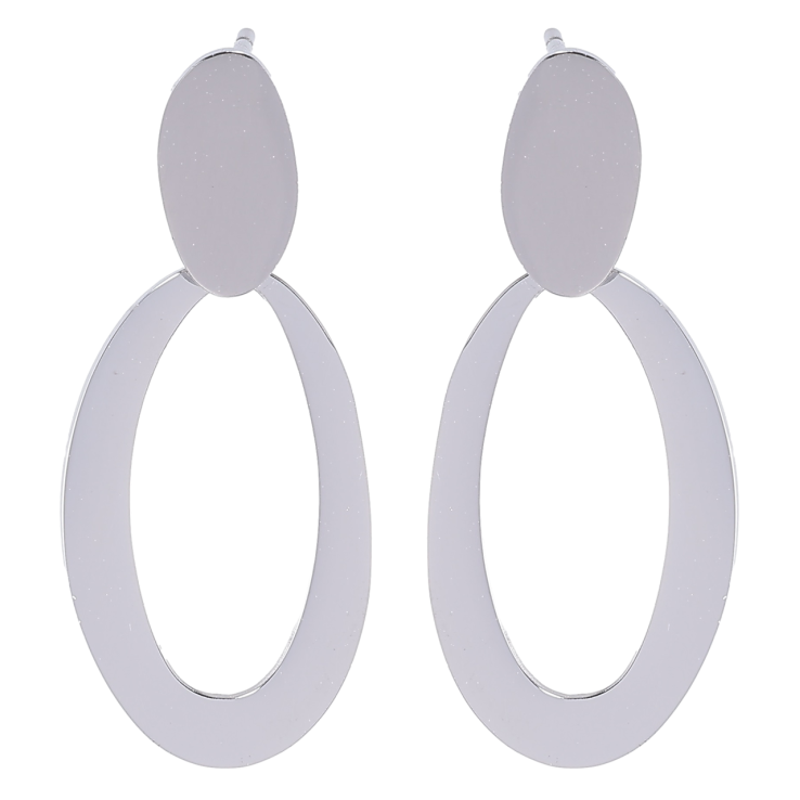 Серьги Xuping TTM Stainless Steel цвет Родий пусеты Овальные подвески фото №19