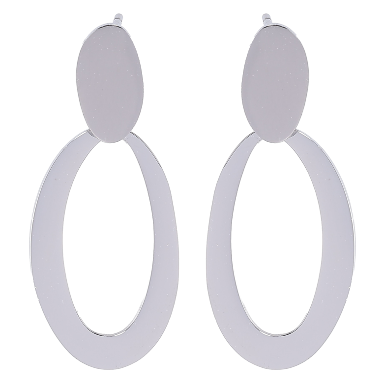 Серьги Xuping TTM Stainless Steel цвет Родий пусеты Овальные подвески фото №1