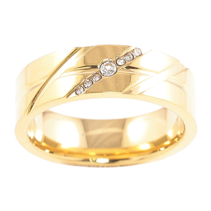 Каблучка Xuping TTM Stainless Steel Колір 14К «Візерунок з цирконієм, шир. 6.5мм» фото №23