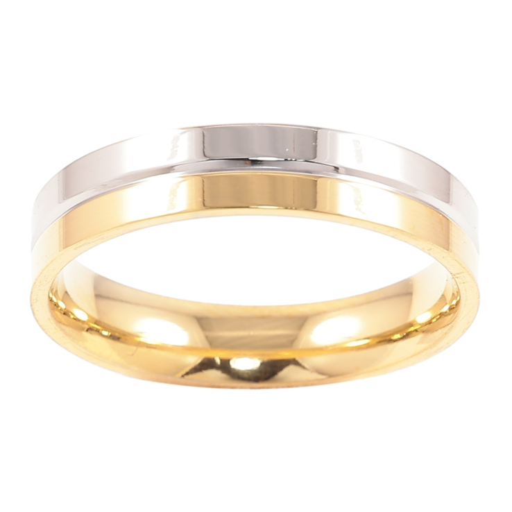 Кольцо Xuping TTM Stainless Steel Цвет 14К + Родий Классика,  шир. 4мм фото №21