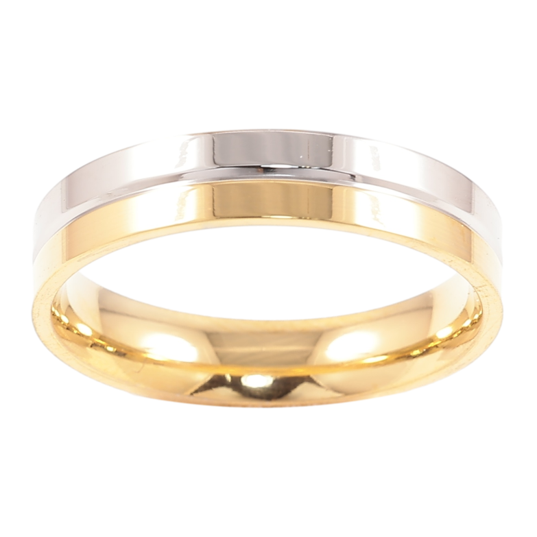 Кольцо Xuping TTM Stainless Steel Цвет 14К + Родий Классика,  шир. 4мм фото №1