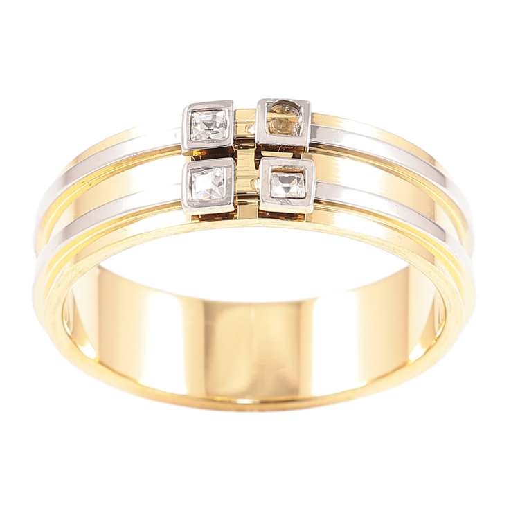 Кольцо Xuping TTM Stainless Steel Цвет 14К + Родий Узор с цирконием,  шир. 6мм фото №14