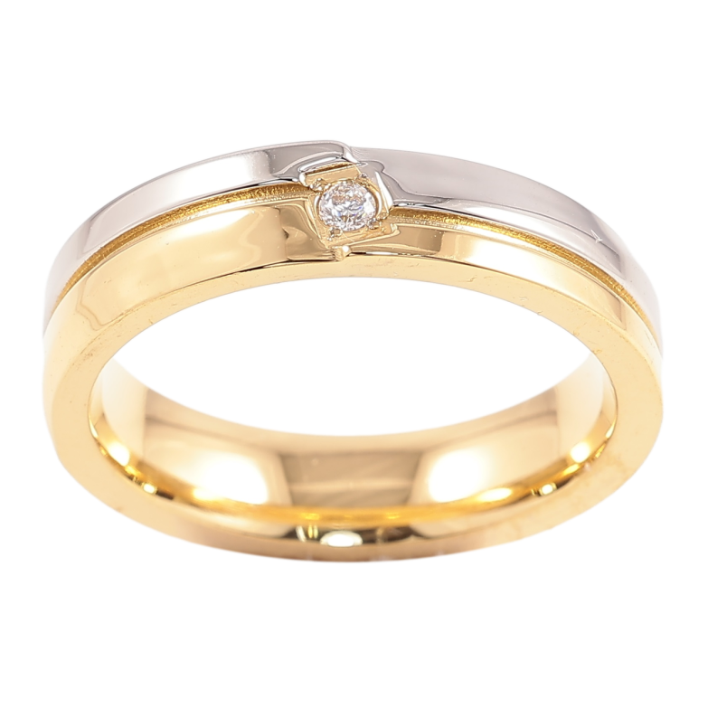 Кольцо Xuping TTM Stainless Steel Цвет 14К + Родий Вставка цирконий,  шир. 5мм фото №1